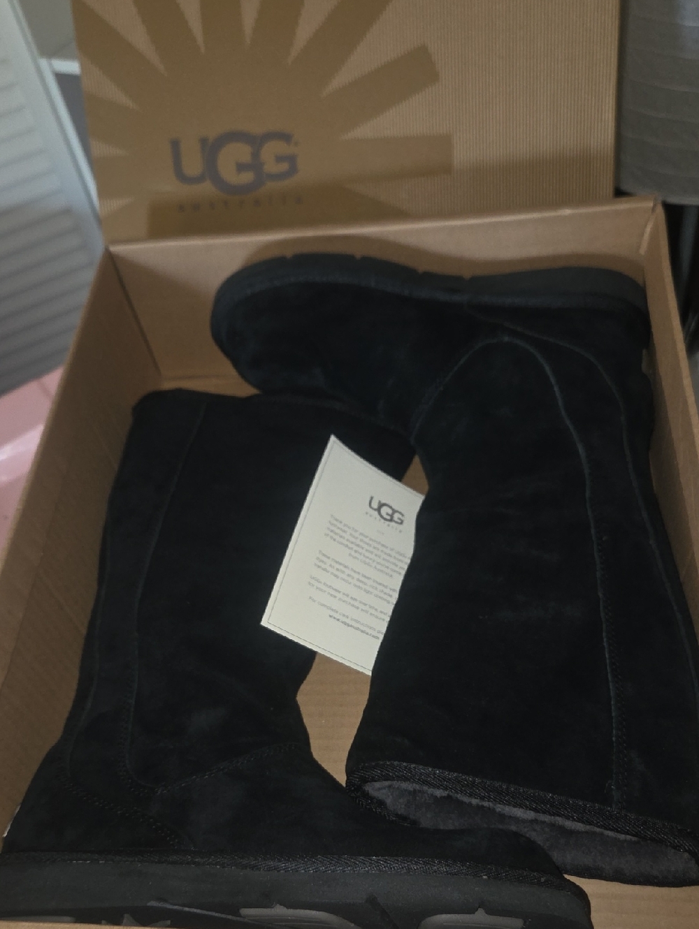 VINTAGE UGG Australia Classic Tall Black Suede Back-Zip Boots – Women’s 7 (NIB)